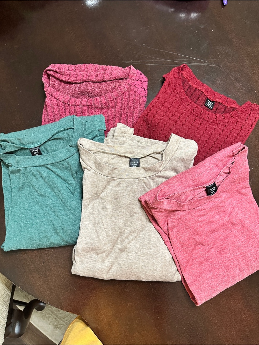SHEIN Crew & Scoop Neck Sweater Mix in Pink, Red, Green, Beige